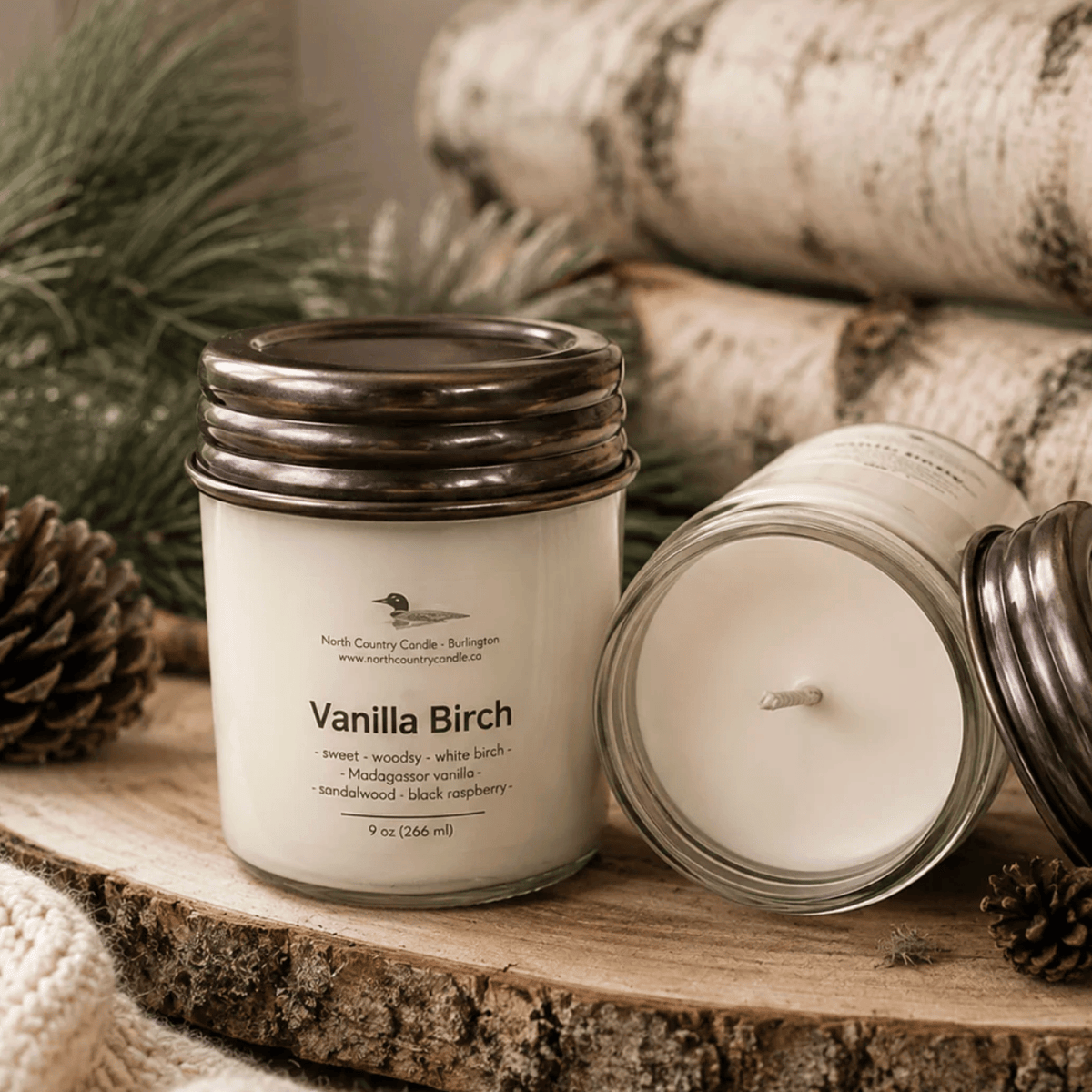 North Country Candle - VANILLA BIRCH Soy Wax Candle with Copper Lid