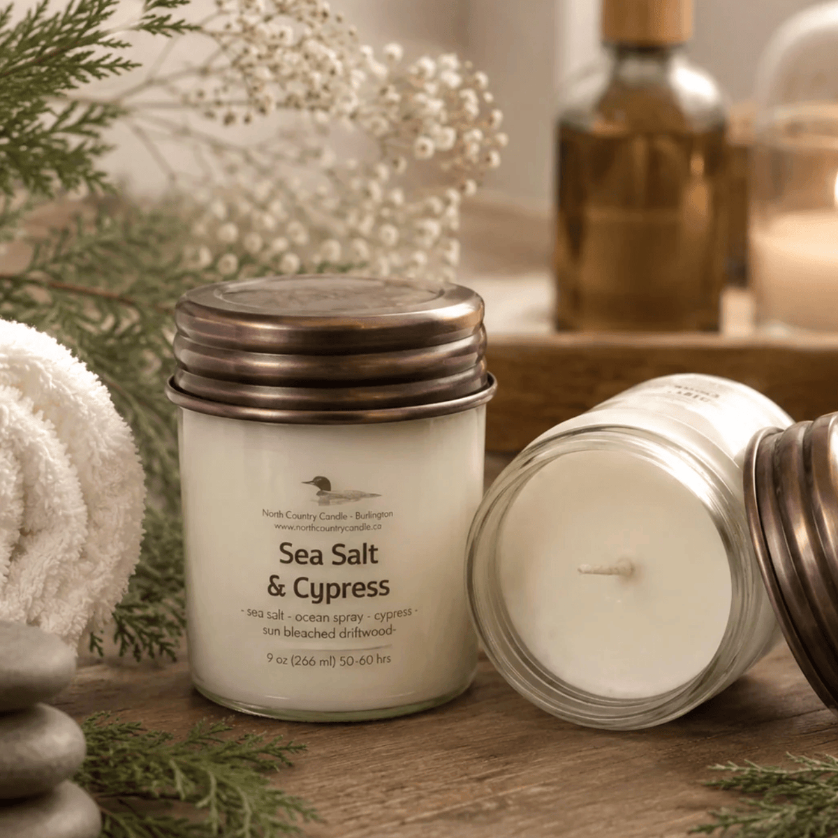 North Country Candle - SEA SALT & CYPRESS Soy Wax Candle with Copper Lid