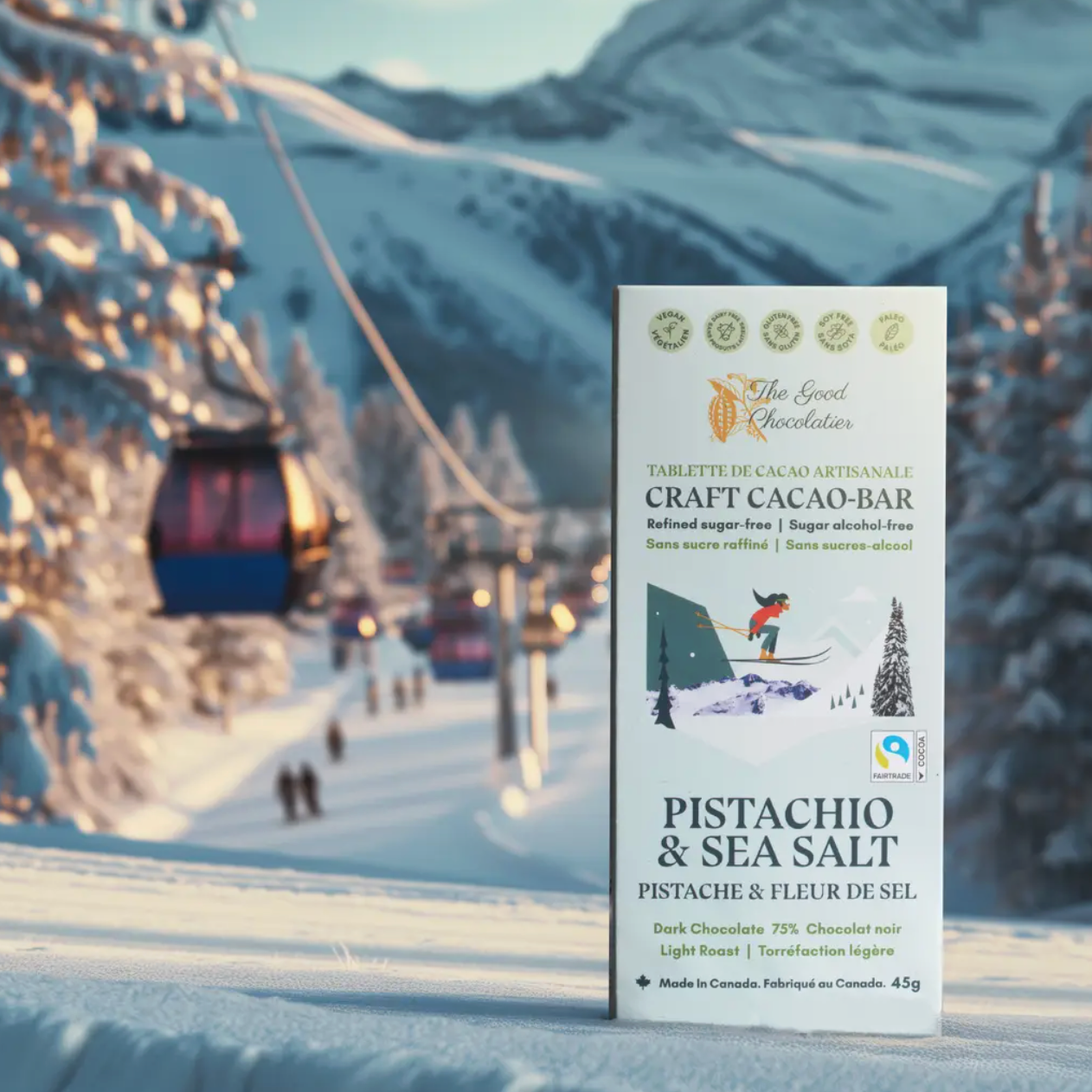 The Good Chocolatier - Pistachio & Sea Salt 75% Dark Chocolate Bar