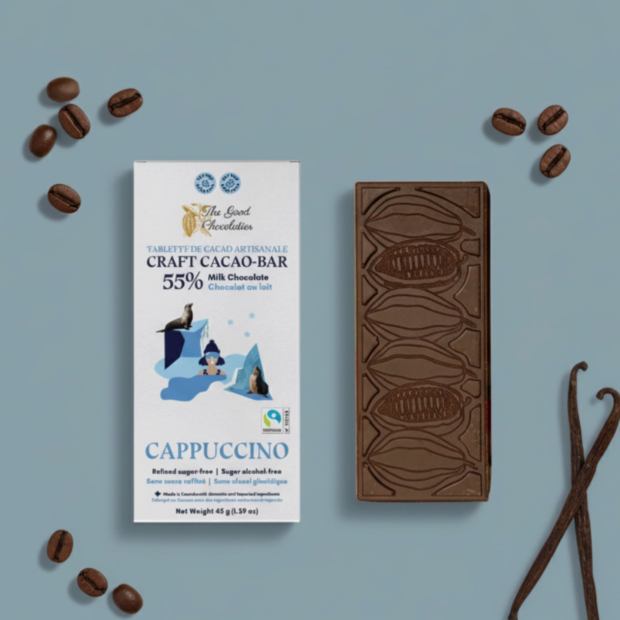 The Good Chocolatier - Cappuccino 55% Milk Chocolate Bar