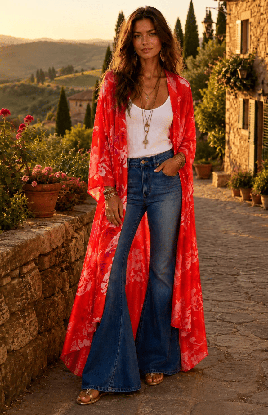 BAZ Maxi Kimono - Coral Floral