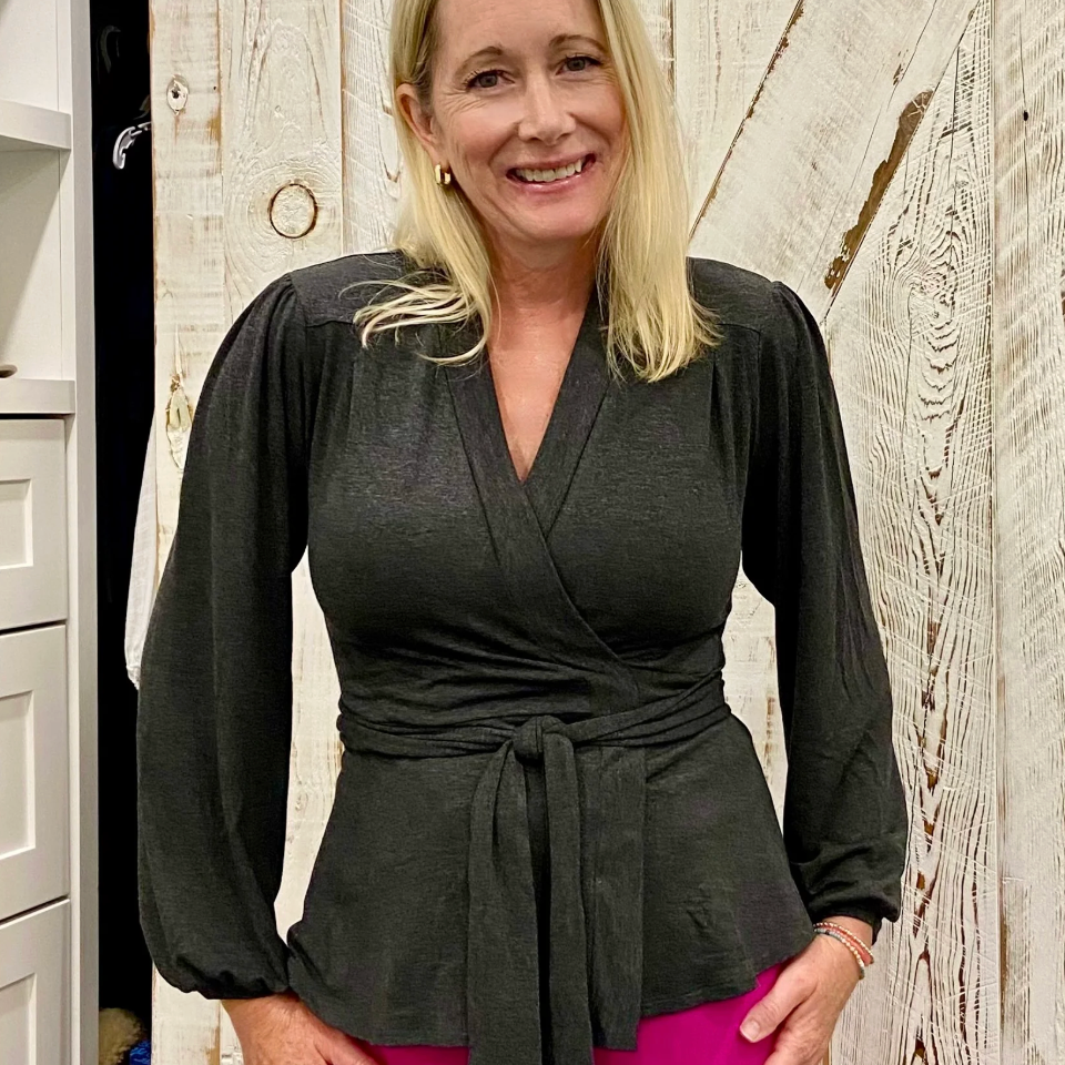 DOTTY Heather Black Bamboo Wrap Top