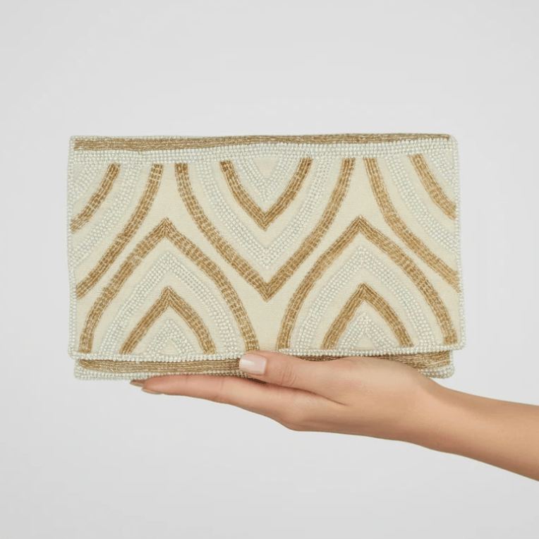 Dandarah - Gold Arches Handbeaded Flap Clutch