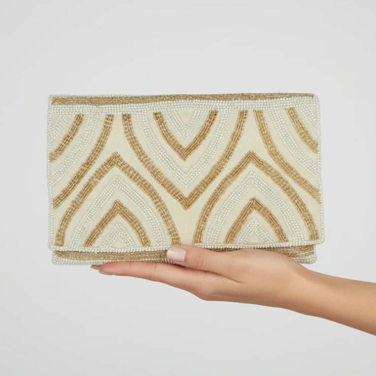 Dandarah - Gold Arches Handbeaded Flap Clutch