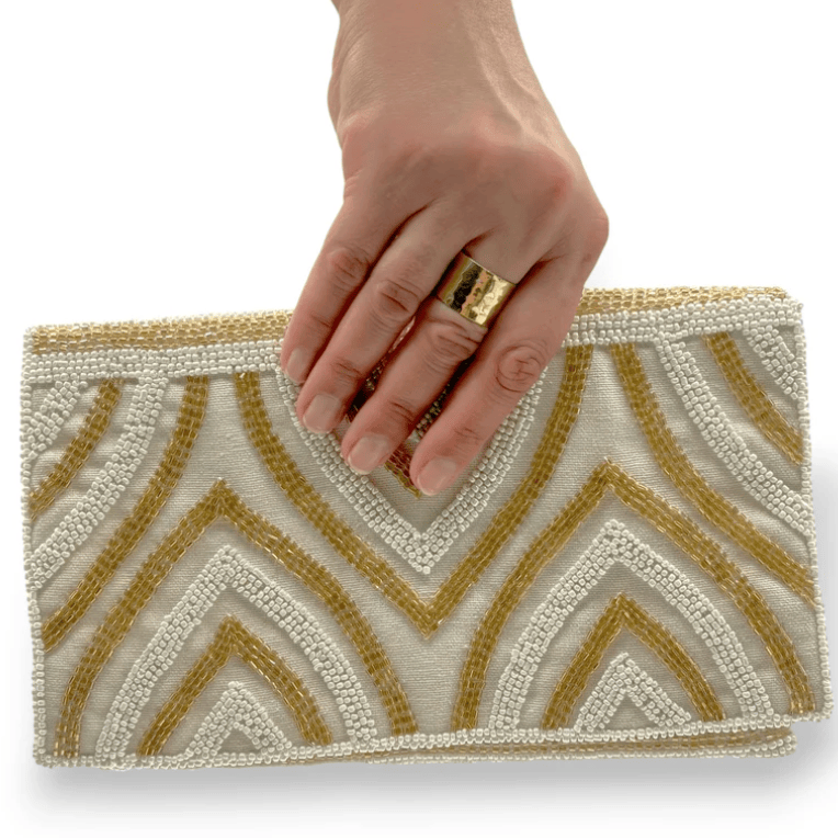 Dandarah - Gold Arches Handbeaded Flap Clutch