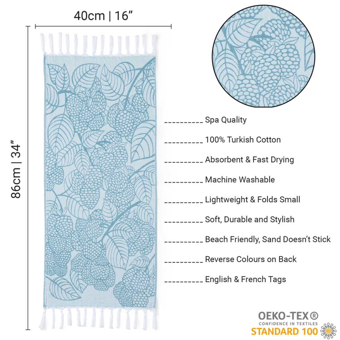 Pomp & Sass Turkish HAND Towel - Briar