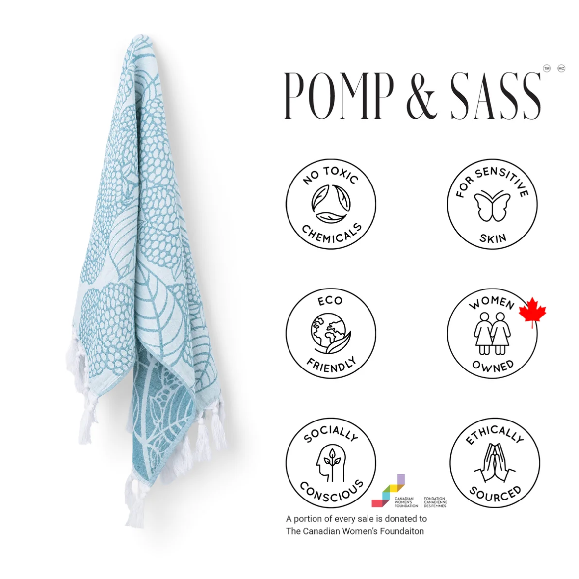 Pomp & Sass Turkish HAND Towel - Briar