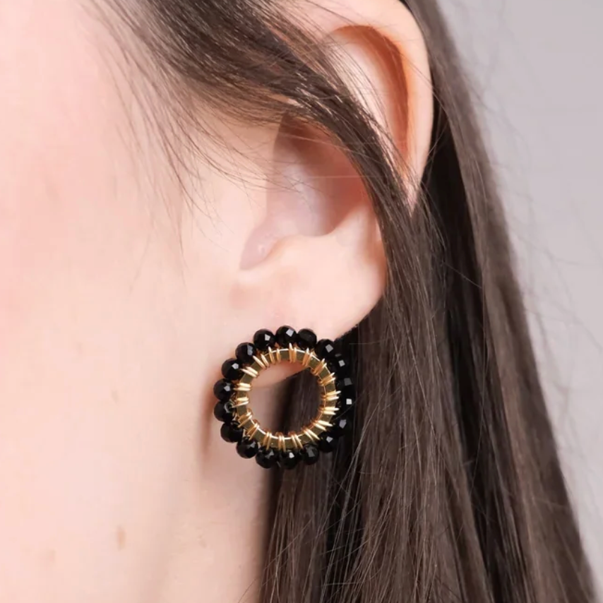 Savuti CIRCLE Stud Earrings - Onyx