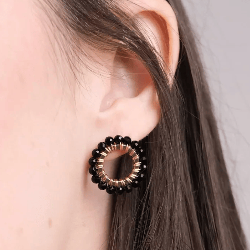 Savuti CIRCLE Stud Earrings - Onyx