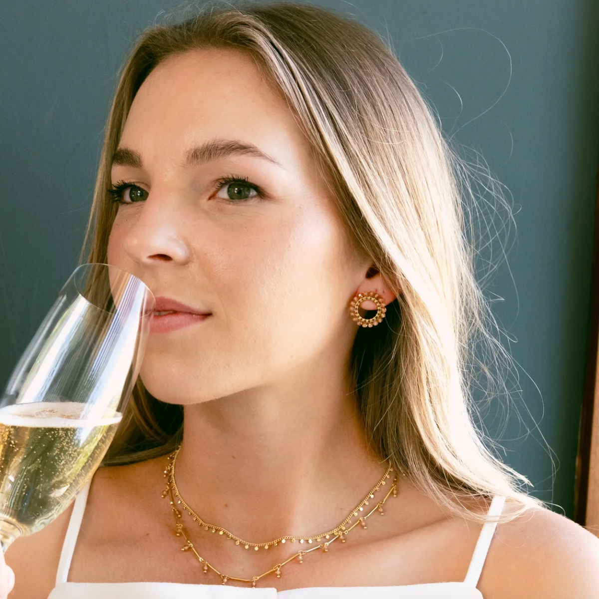 Savuti CIRCLE Stud Earrings - Champagne