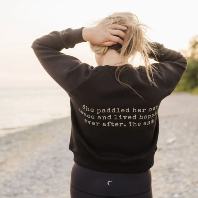 Canoe & Lake BLACK Crop Crew Sweater