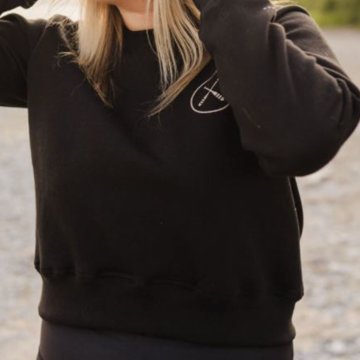 Canoe & Lake BLACK Crop Crew Sweater