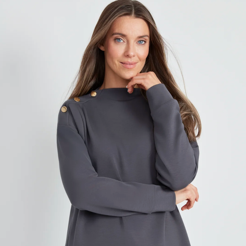 UP! Pants - Slate Grey 3-Button Top