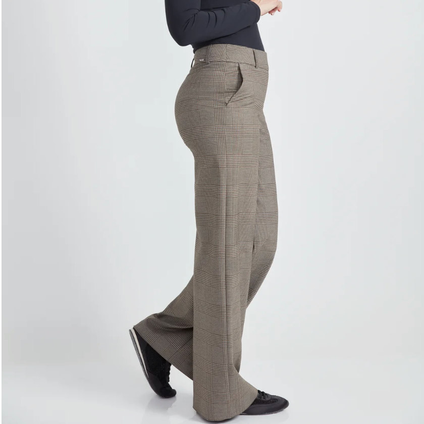 UP! Pants - Ponte Wide Leg Chester Plaid Pants