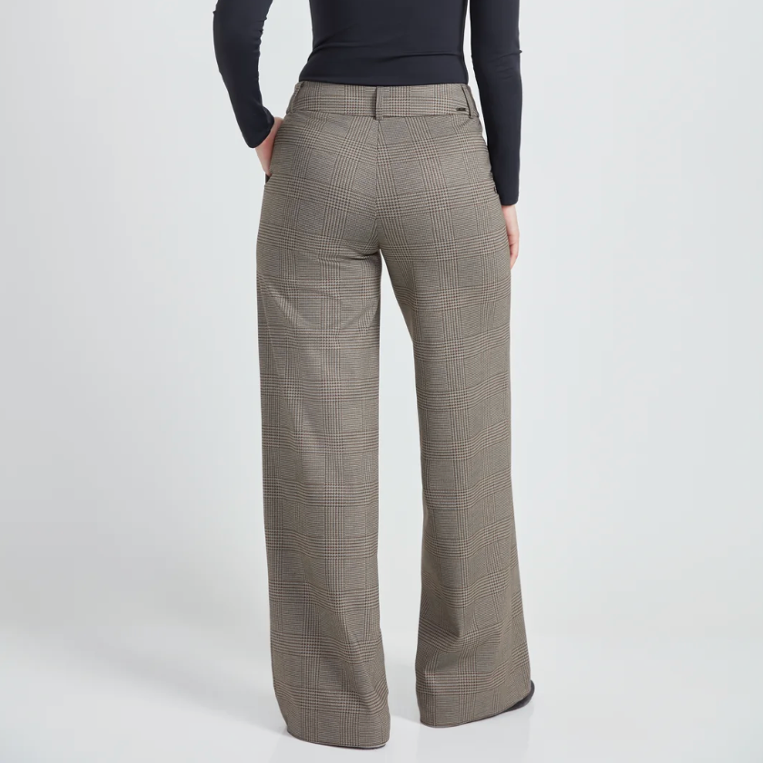 UP! Pants - Ponte Wide Leg Chester Plaid Pants