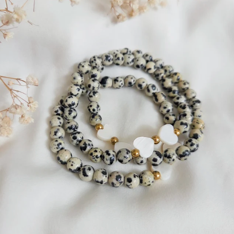 Rock Paper Pretty - BLACK TIE Dalmatian Jasper Bracelet