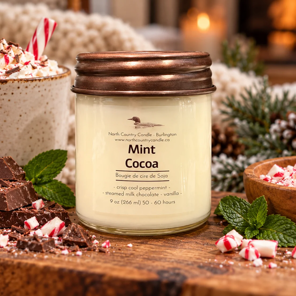North Country Candle - MINT COCOA Soy Wax Candle with Copper Lid