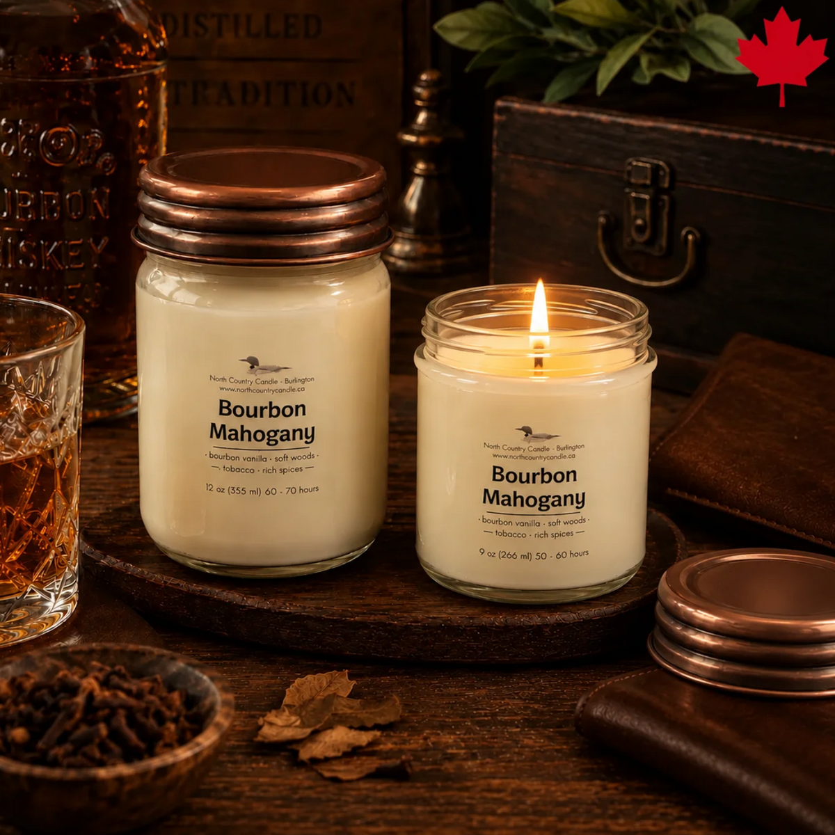 North Country Candle - BOURBON MAHOGANY Soy Wax Candle with Copper Lid