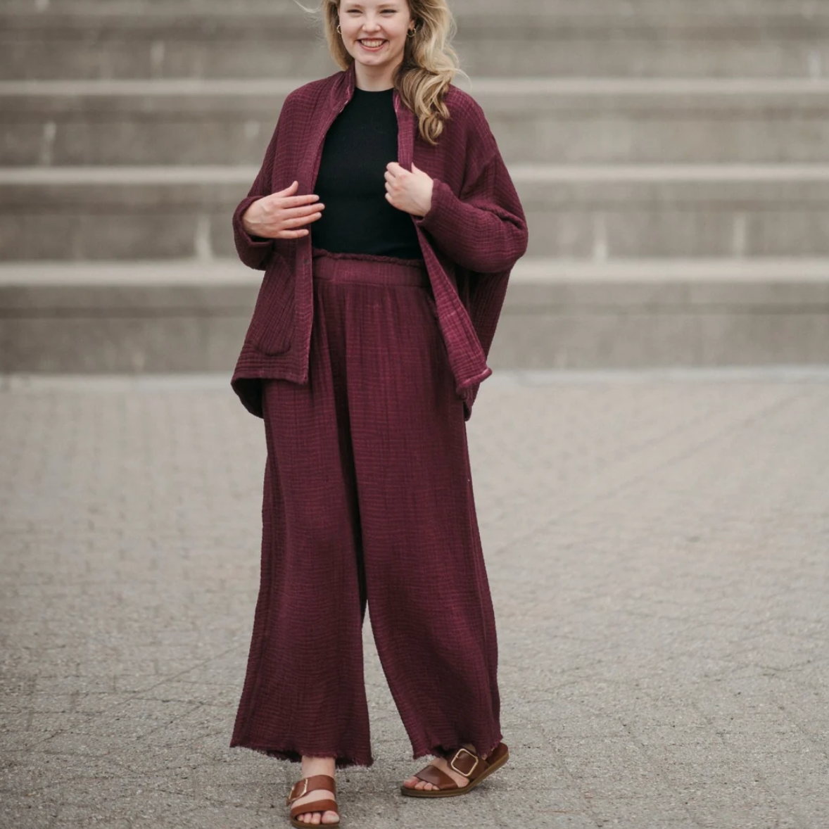 Pokoloko - 4 Layer Crinkle Palazzo Pants