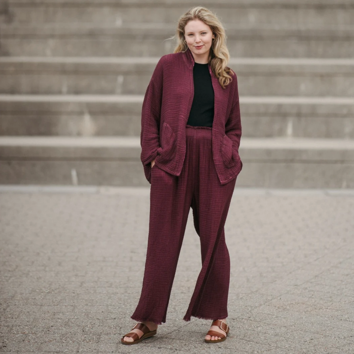 Pokoloko - 4 Layer Crinkle Palazzo Pants