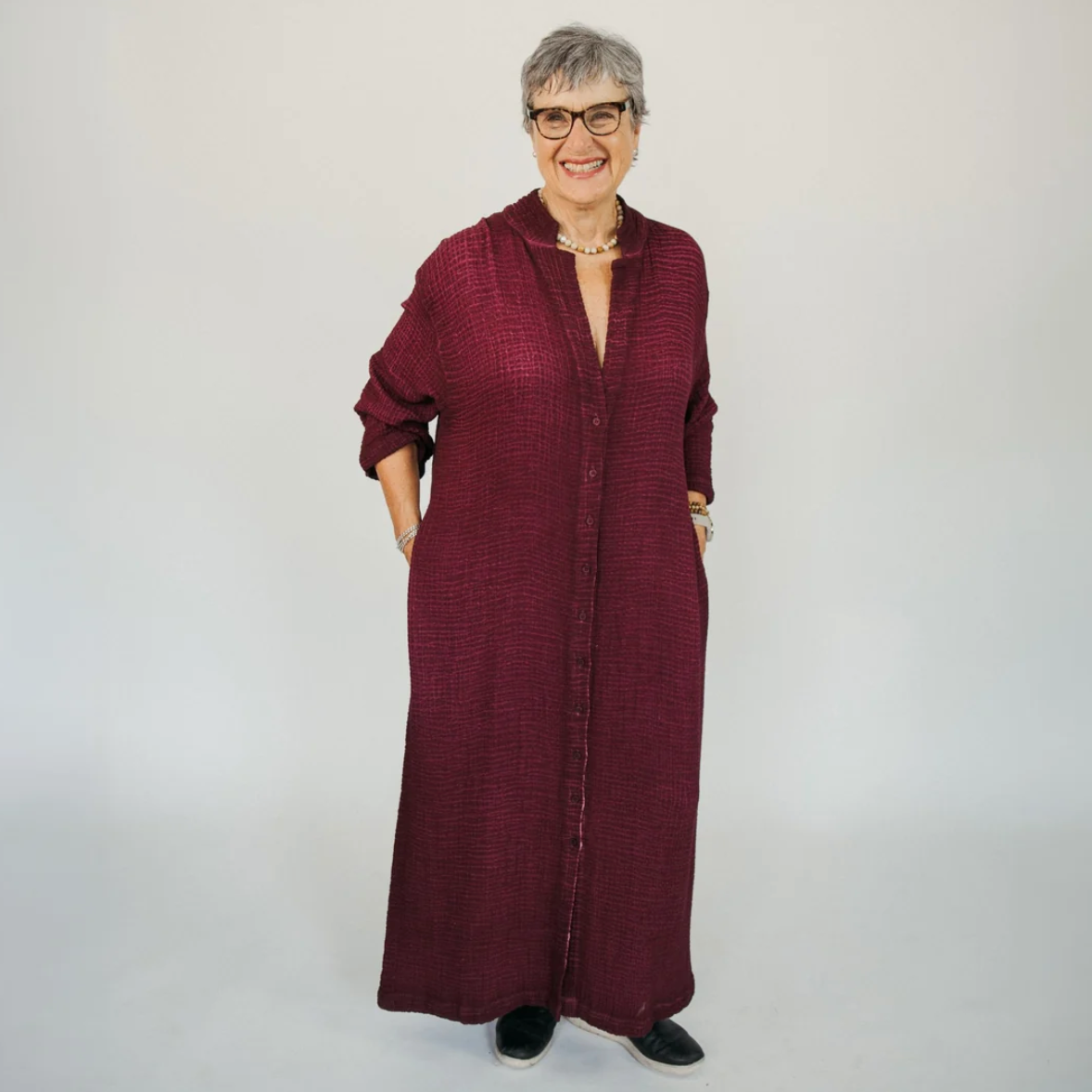 Pokoloko - 4 Layer Crinkle Shirt Dress with Buttons