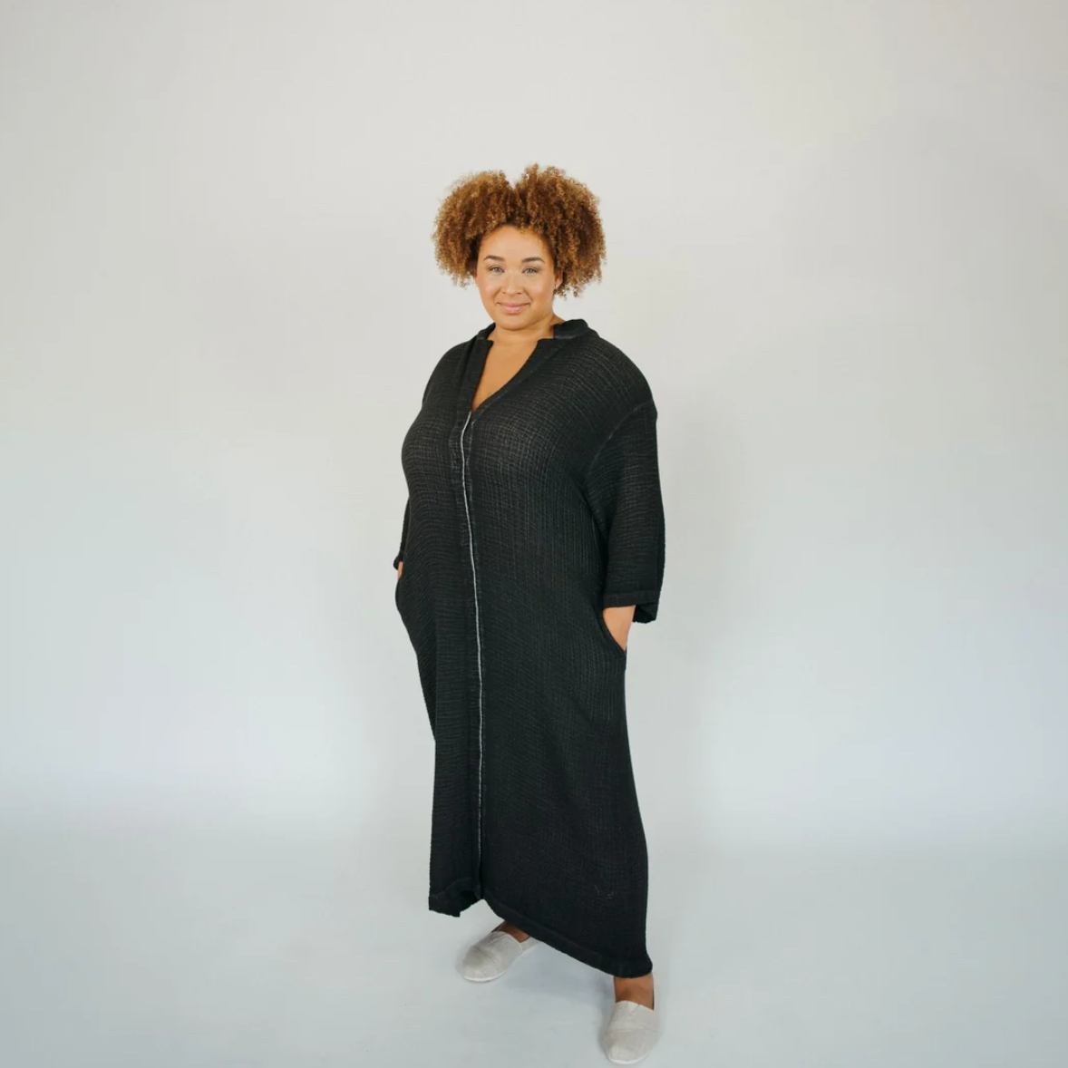 Pokoloko - 4 Layer Crinkle Shirt Dress with Buttons