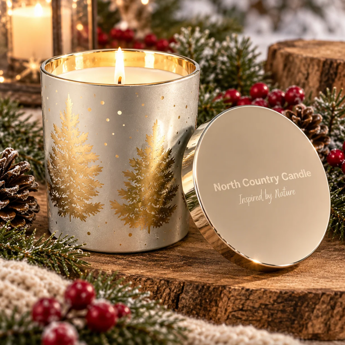 North Country Candle - 10oz Silver & Gold Holiday Soy Wax Candle