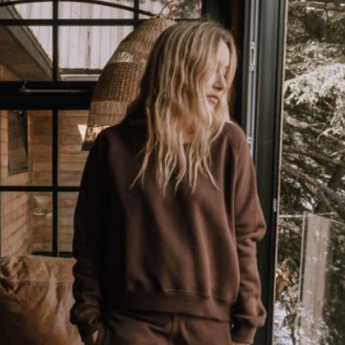 Canoe & Lake MAROON Crop Crew Sweater