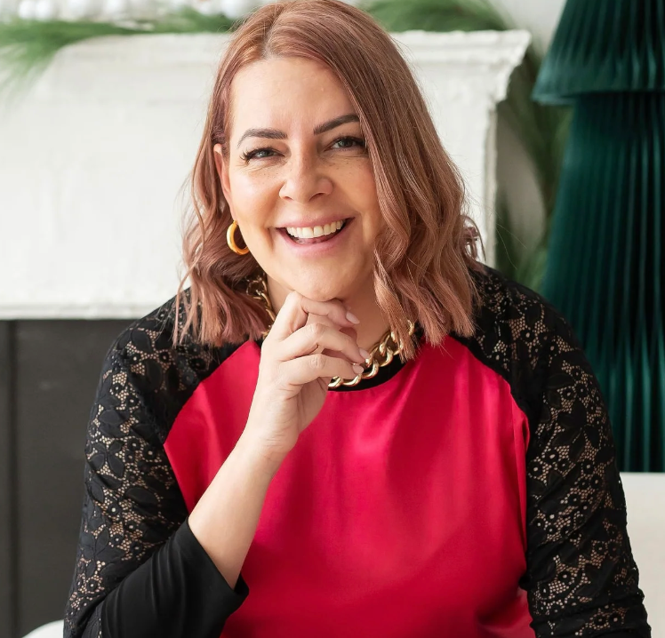 DOTTY Candy Apple Red Lace Sleeve Blouse