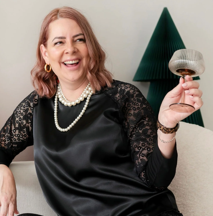 DOTTY Black Satin Lace Sleeve Blouse