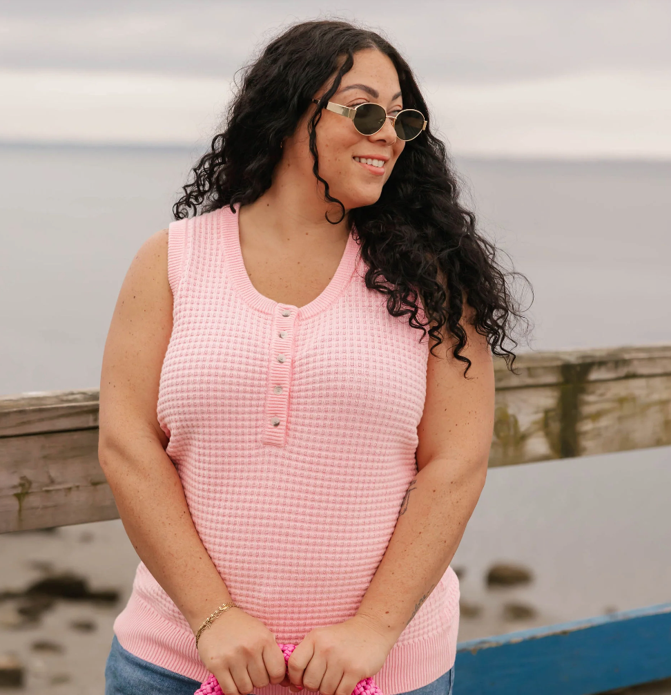Smash & Tess MEGAN Waffle Tank - Blossom Pink