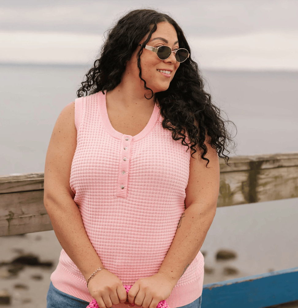 Smash & Tess MEGAN Waffle Tank - Blossom Pink