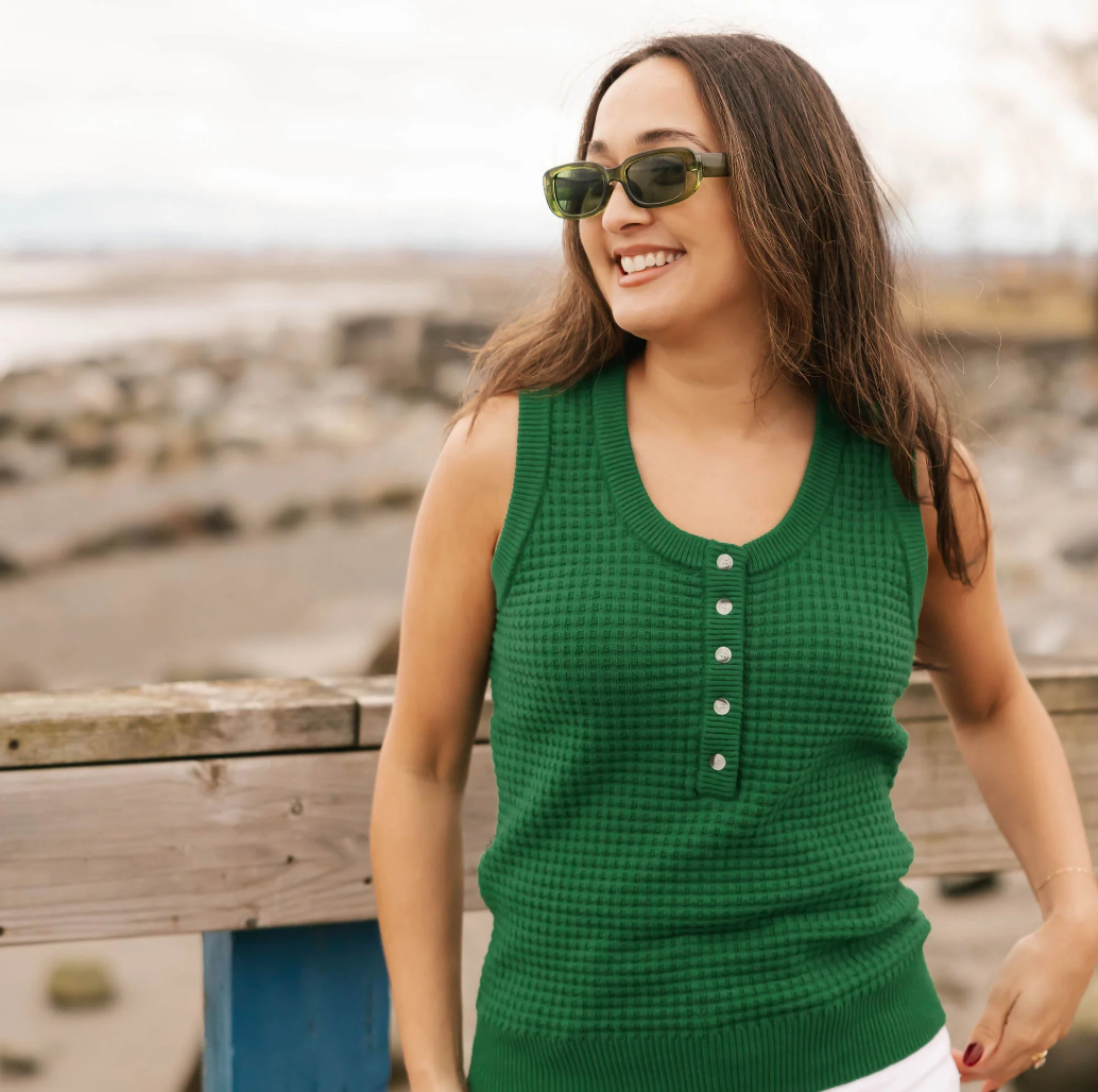 Smash & Tess MEGAN Waffle Tank - Blooming Green