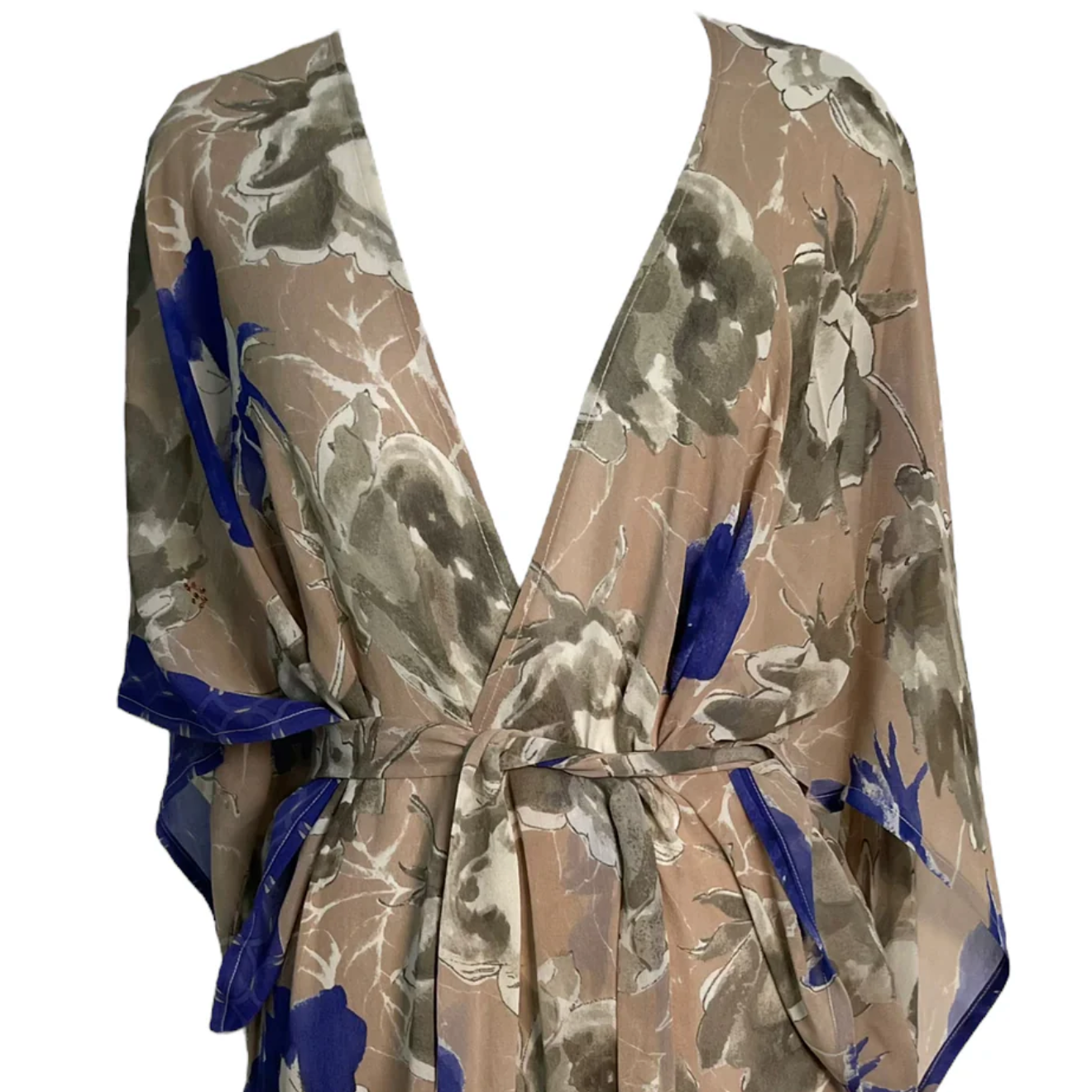 sariKNOTsari Avatar Long Pure Silk Kimono Sleeved Duster with Belt