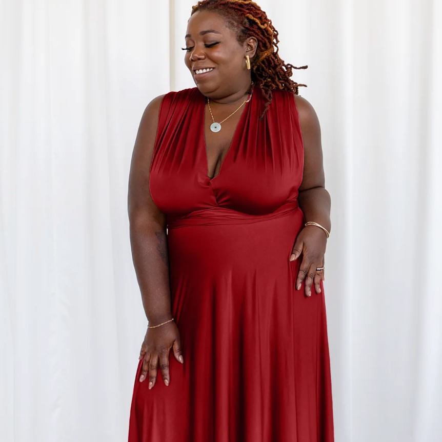 HENKAA Sakura Maxi Dress - Ruby Red