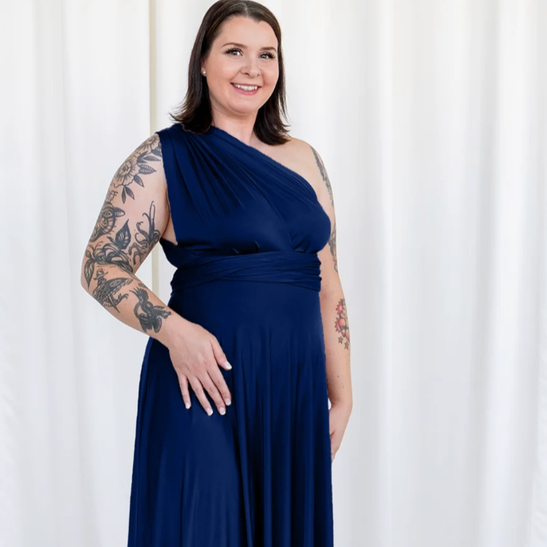 HENKAA Sakura Maxi Dress - Navy Blue