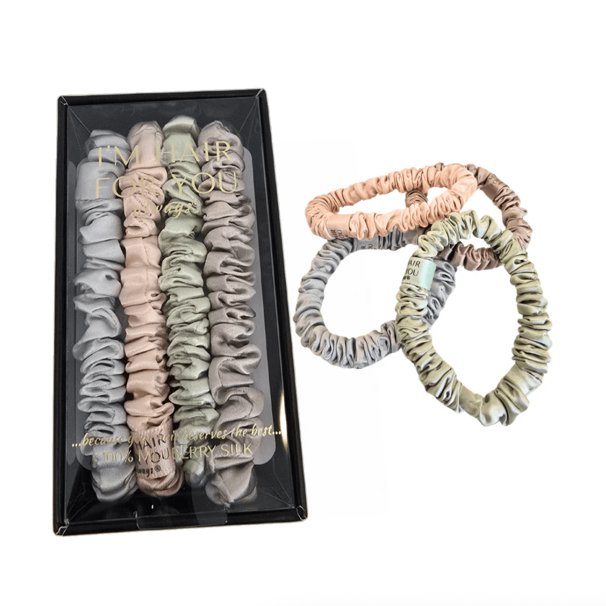 Silk scrunchies, screenshot from June 23, 2025.