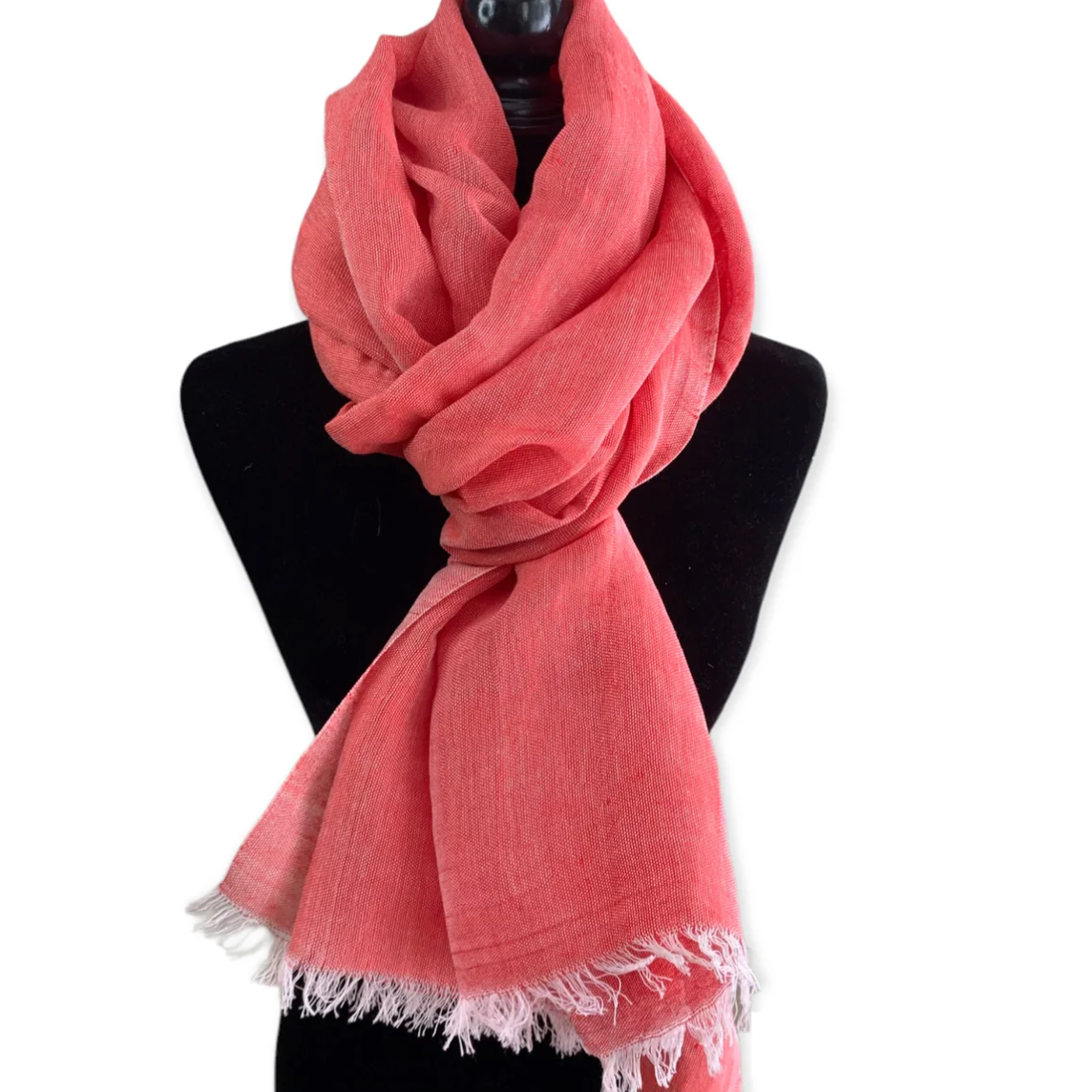 Coral scarf on mannequin, June 30 screenshot.