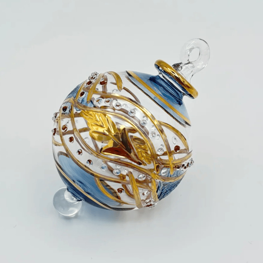 Screenshot of ornate glass Christmas ornament, June 30, 2025.