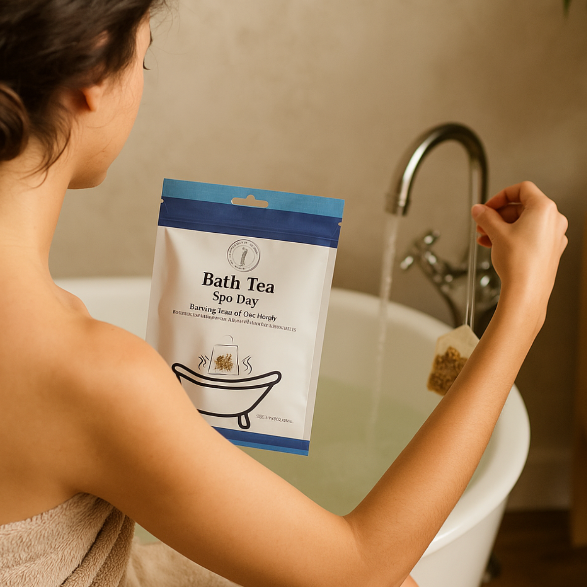 Woman preparing a Bath Tea spa day, July 9, 2025