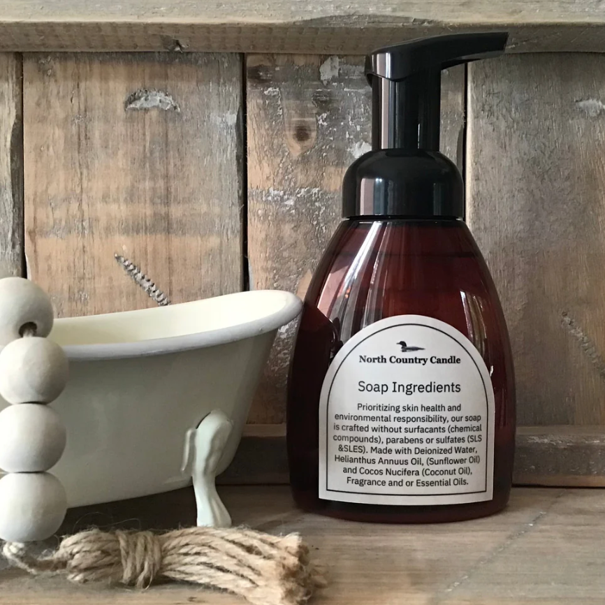 North Country Candle soap bottle with ingredients listed, screenshot July 16,...