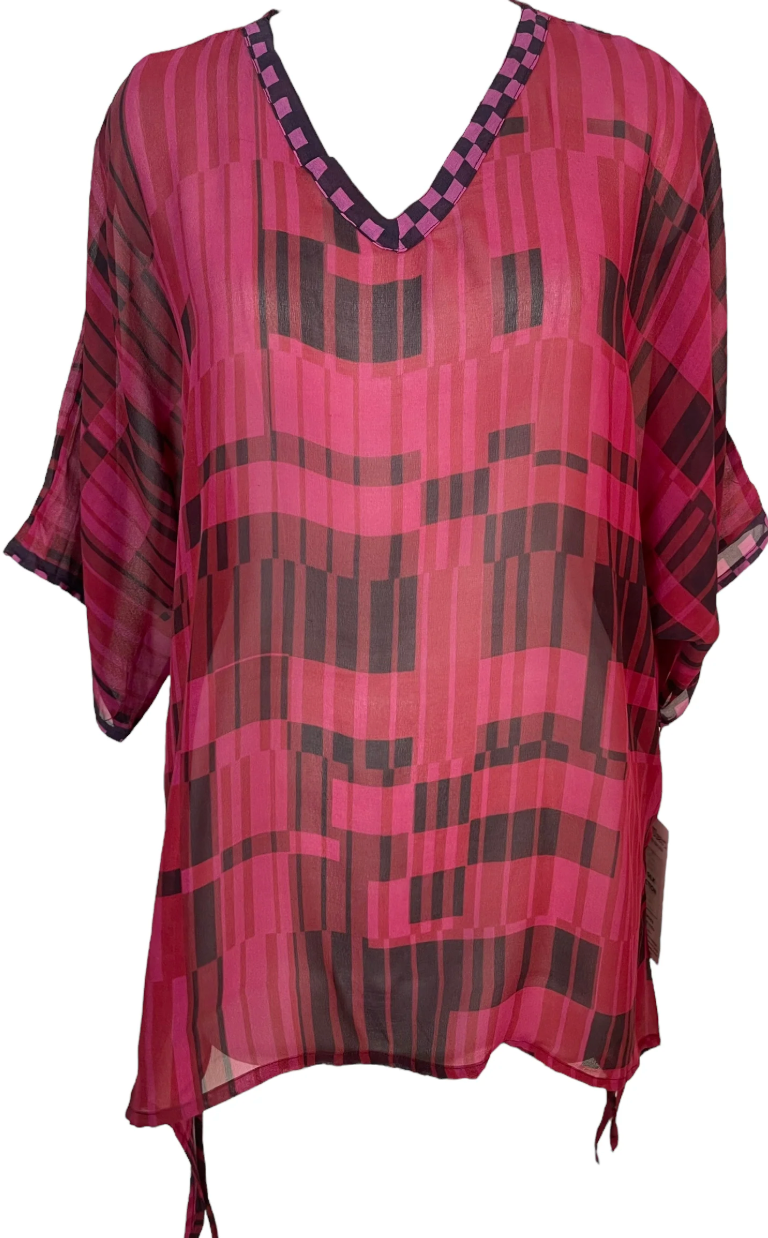 Pink patterned tunic top, screenshot from 2025.