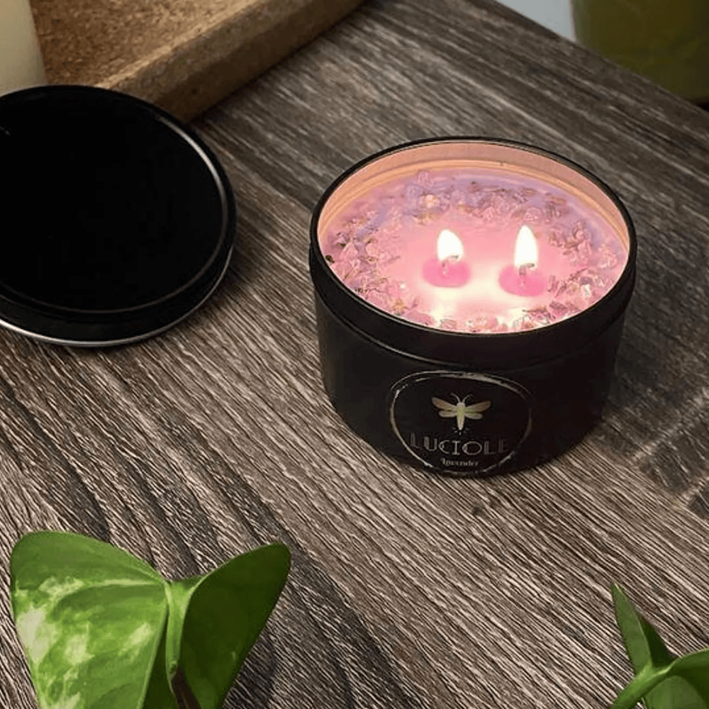 Luciole Lavender candle lit, screenshot from July 22, 2025.