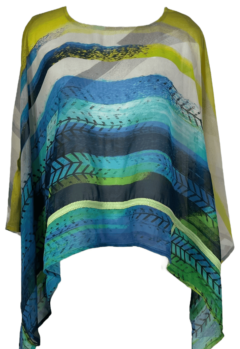 blue & green abstract print women's top