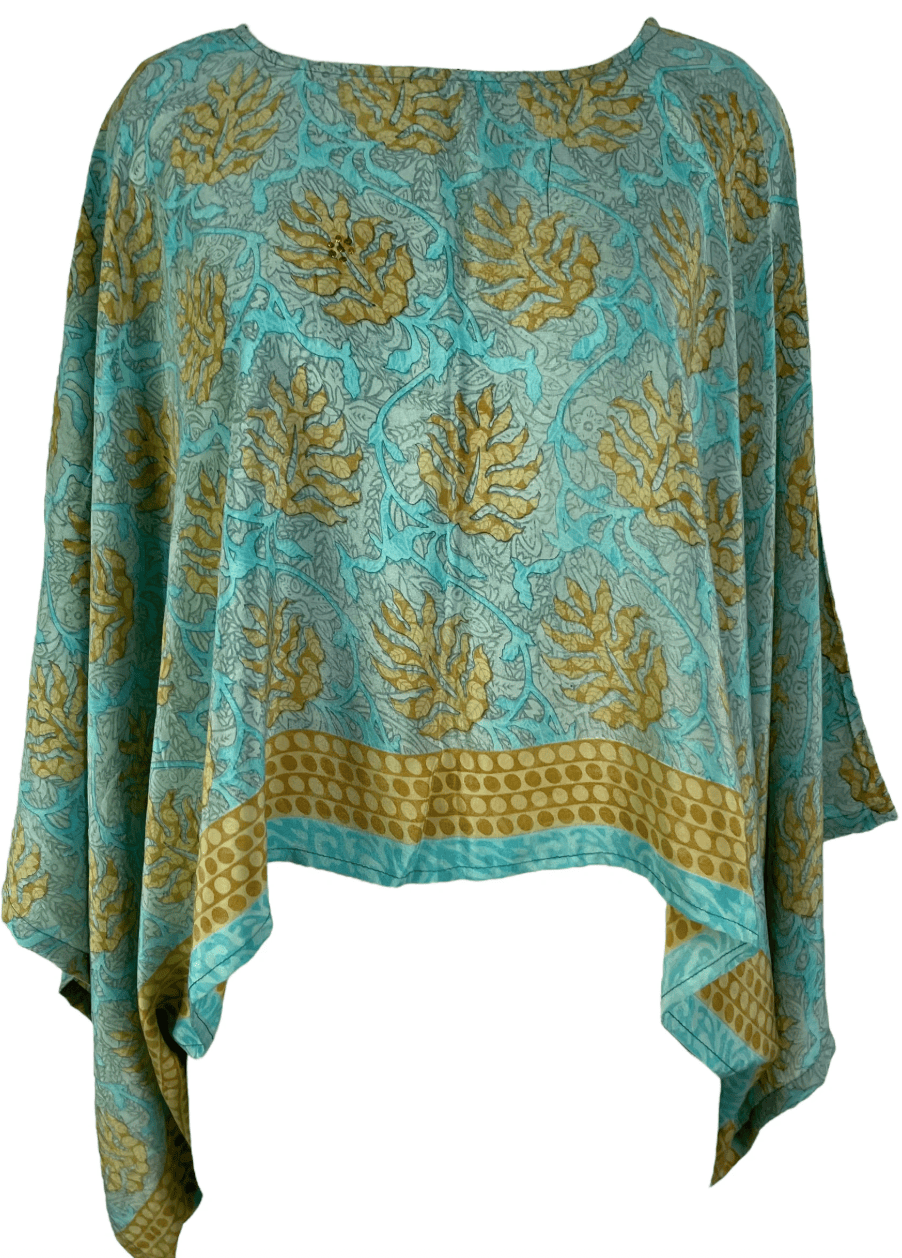 Bohemian turquoise top with floral pattern, screenshot August 10, 2025.