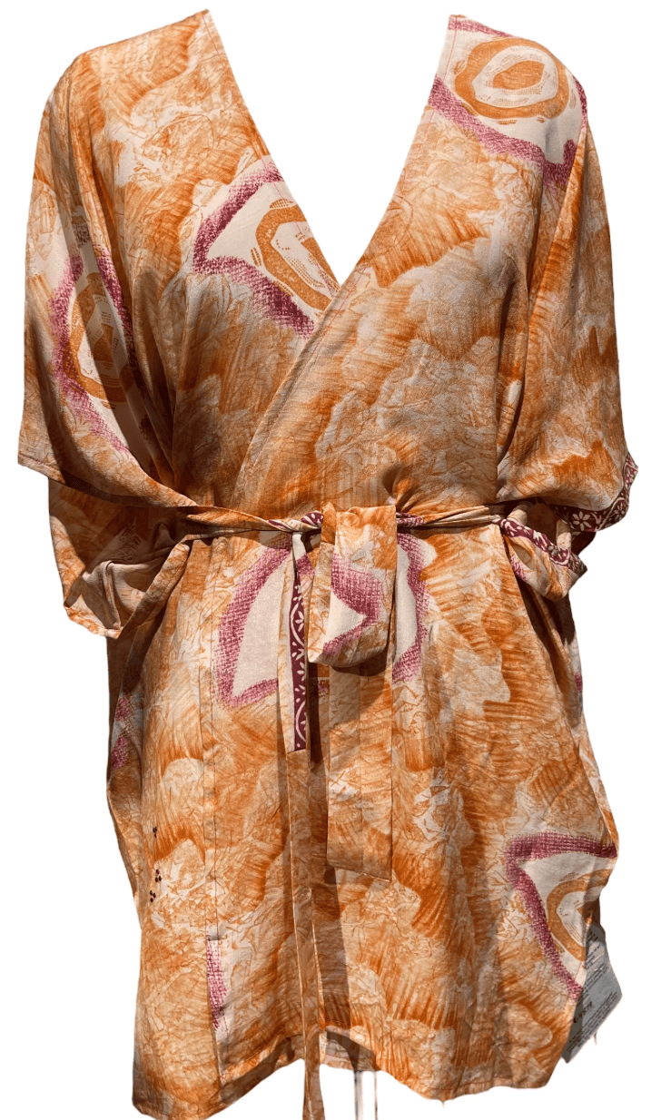 Screenshot of an orange patterned wrap top, Aug 10, 2025.