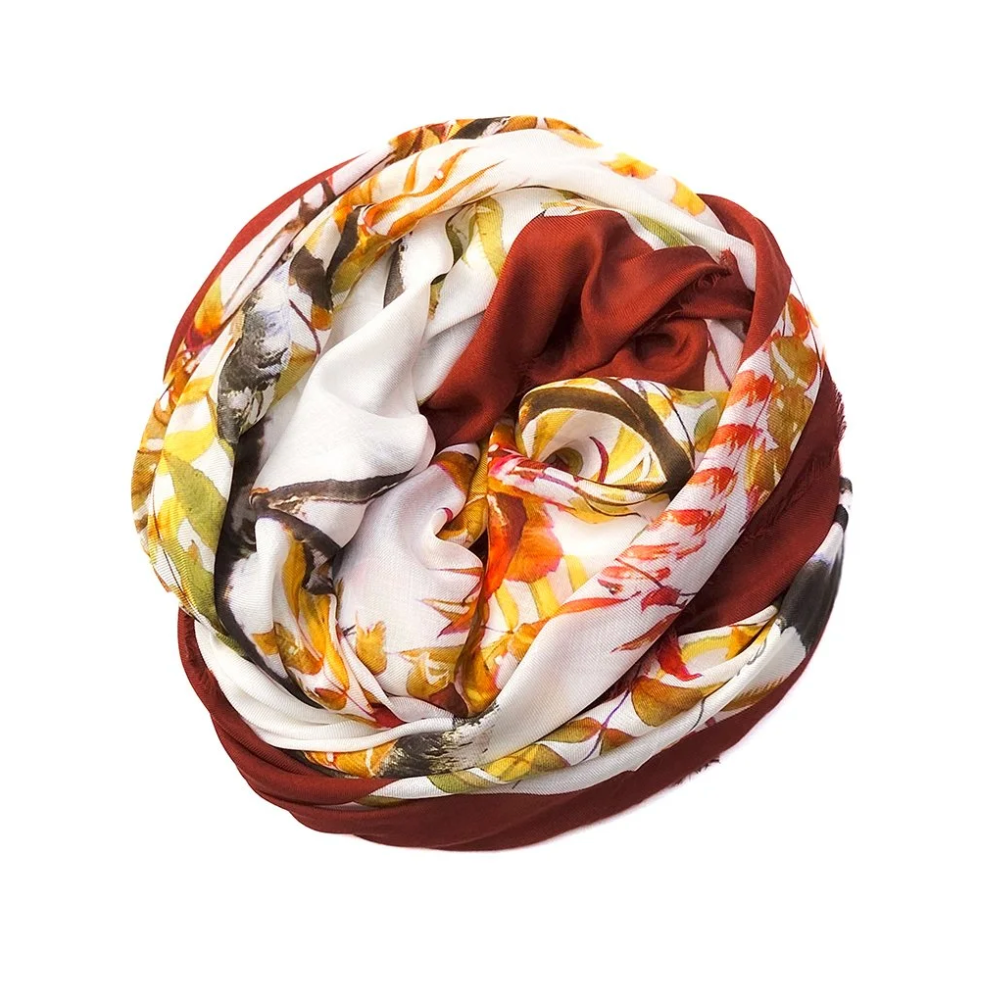 Scarf with floral print, screenshot August 11, 2025.