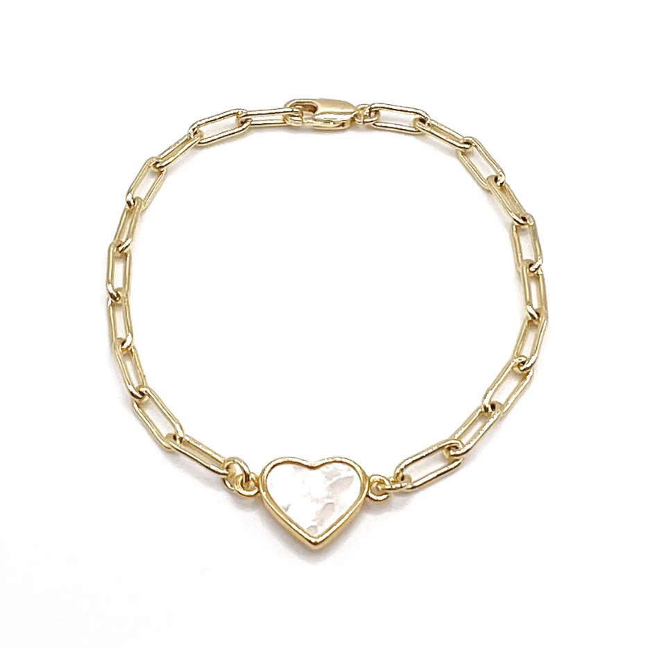 Gold chain bracelet with heart charm, August 22 screenshot.