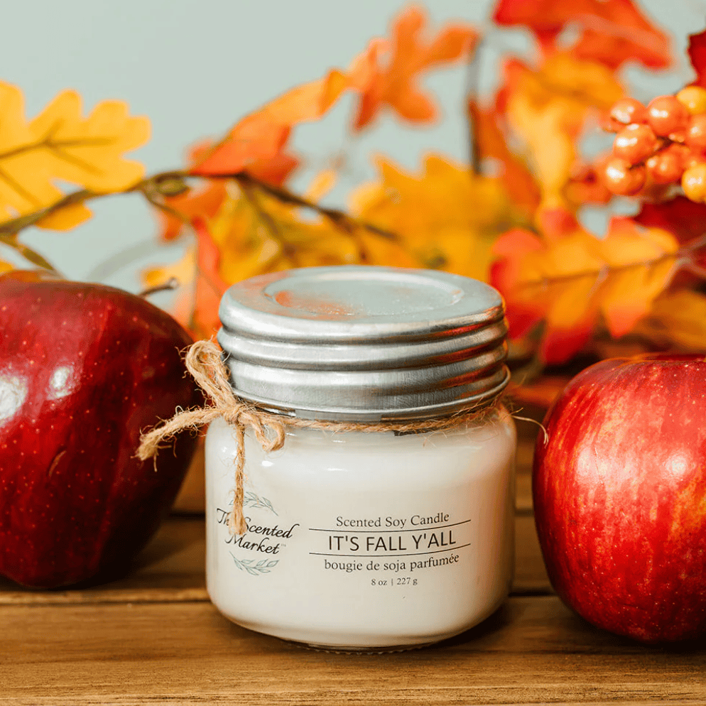 Fall-themed candle It's Fall Y'all with apples, screenshot 2025