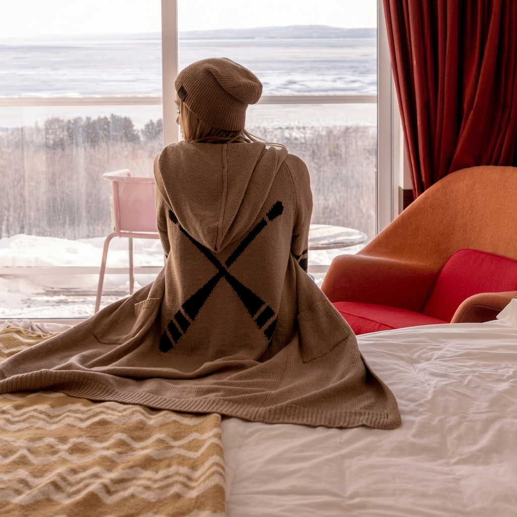 Woman in coat looking at the ocean, Sept 12, 2025 screenshot.
